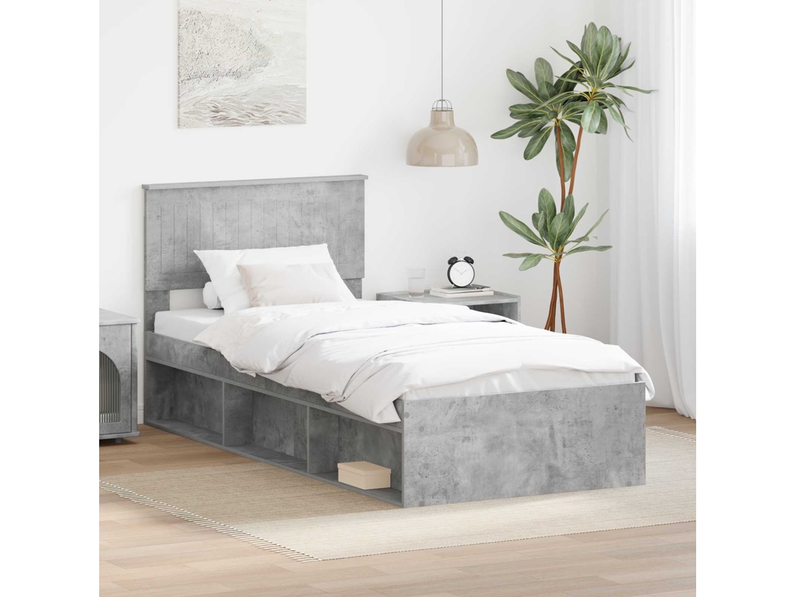 Vidaxl Estrutura Da Cama Com Cabeceira Concreto 90 X 200 Cm