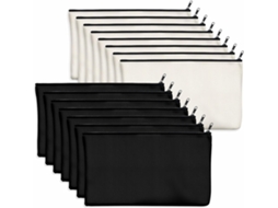 Pacote Com 15 Sacolas De Algodão Vazias Com Zíper Para Artesanato, Maquiagem E Materiais De Papelaria Aquaforge