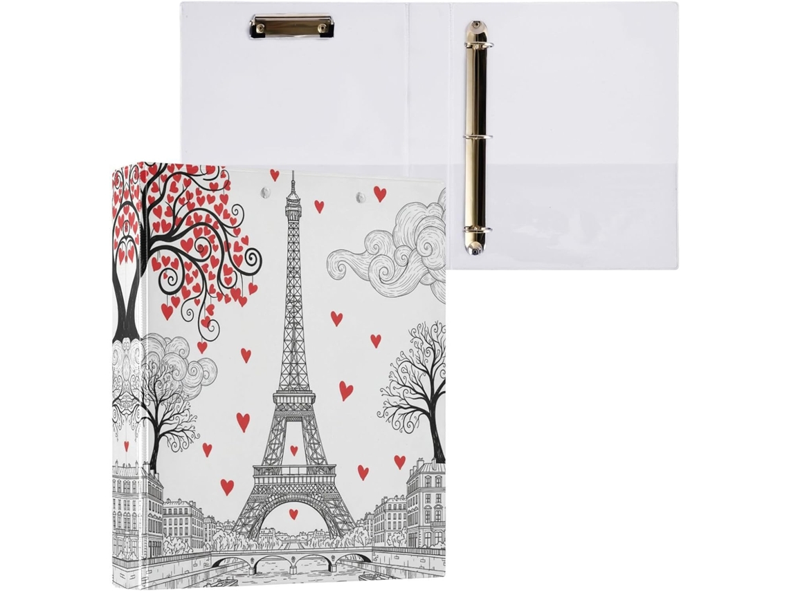 Pasta de 3 Argolas para Papel Tamanho Carta , Organizador Redondas com Prancheta, Suporte Pran (27,9 X 21,6 Cm)
