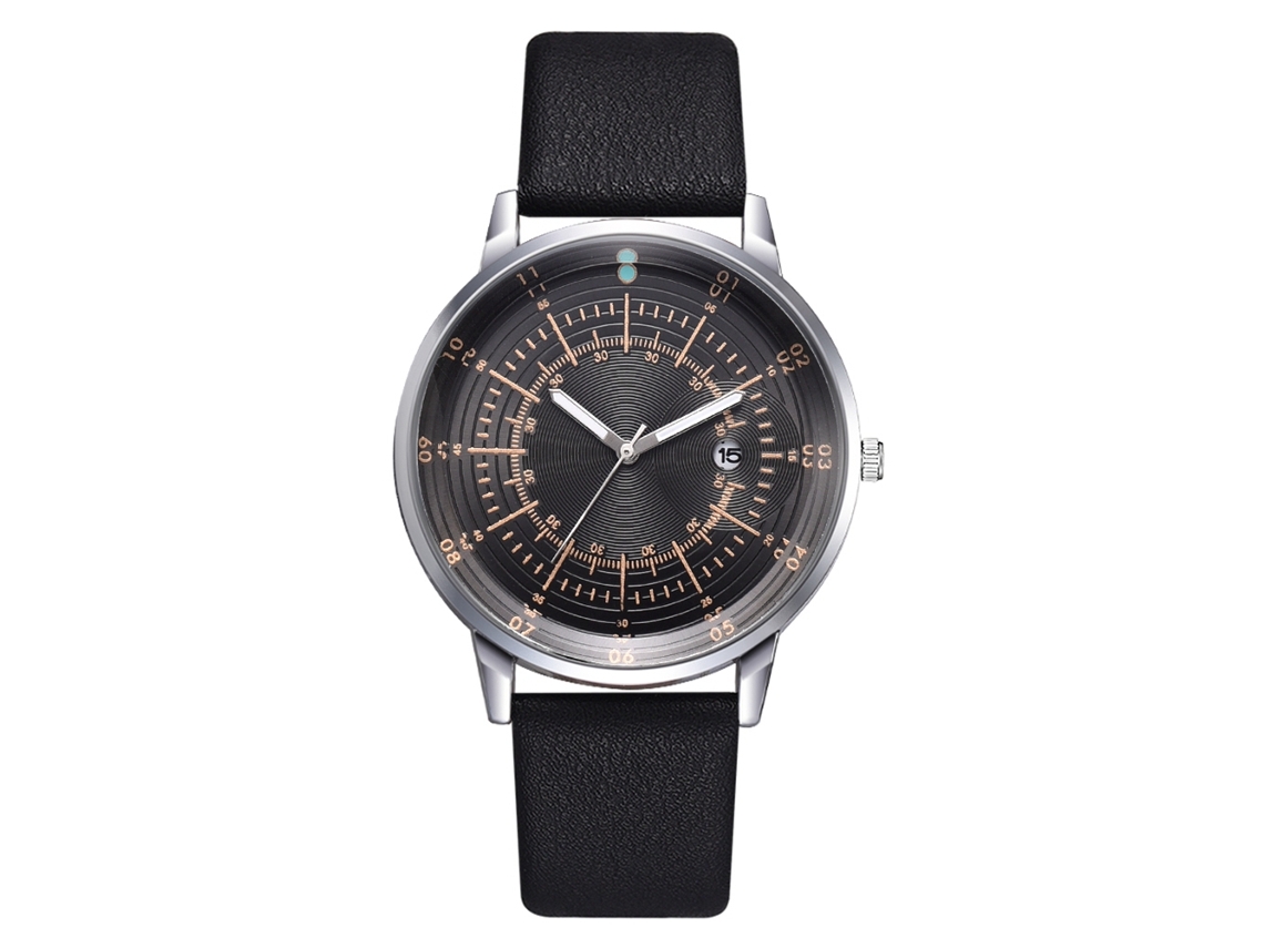 Relógio Masculino de Quartzo com Pulseira de Couro Pu e Calendário Estilo Elegante