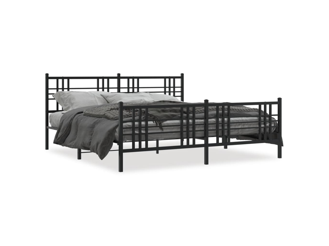 Estrutura de Cama com Cabeceira e Pés Metal Preto MAISON EXCLUSIVE 193x203 cm