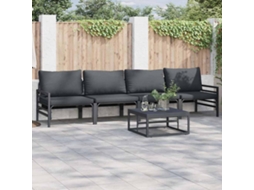 Vidaxl Conjunto De Sofá De Jardim 5 Unid. Preto Aço