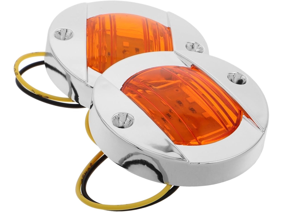 Conjunto De 2 Luzes Laterais Redondas Led Amarelas, 12-24v, Para Caminhões, Reboques, Barcos E Veículos Utilitários