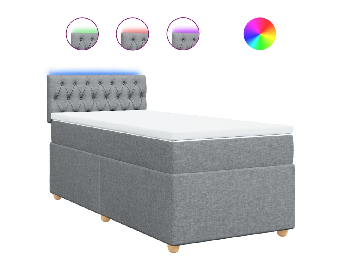Cama com Molas e Colchão Tecido Cinzento Claro MAISON EXCLUSIVE (90x190 cm)