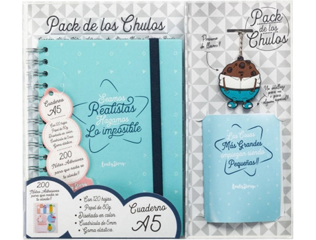 Pack de Caderno LOVELY Caderno + Cartão + Porta-Chaves (A5)