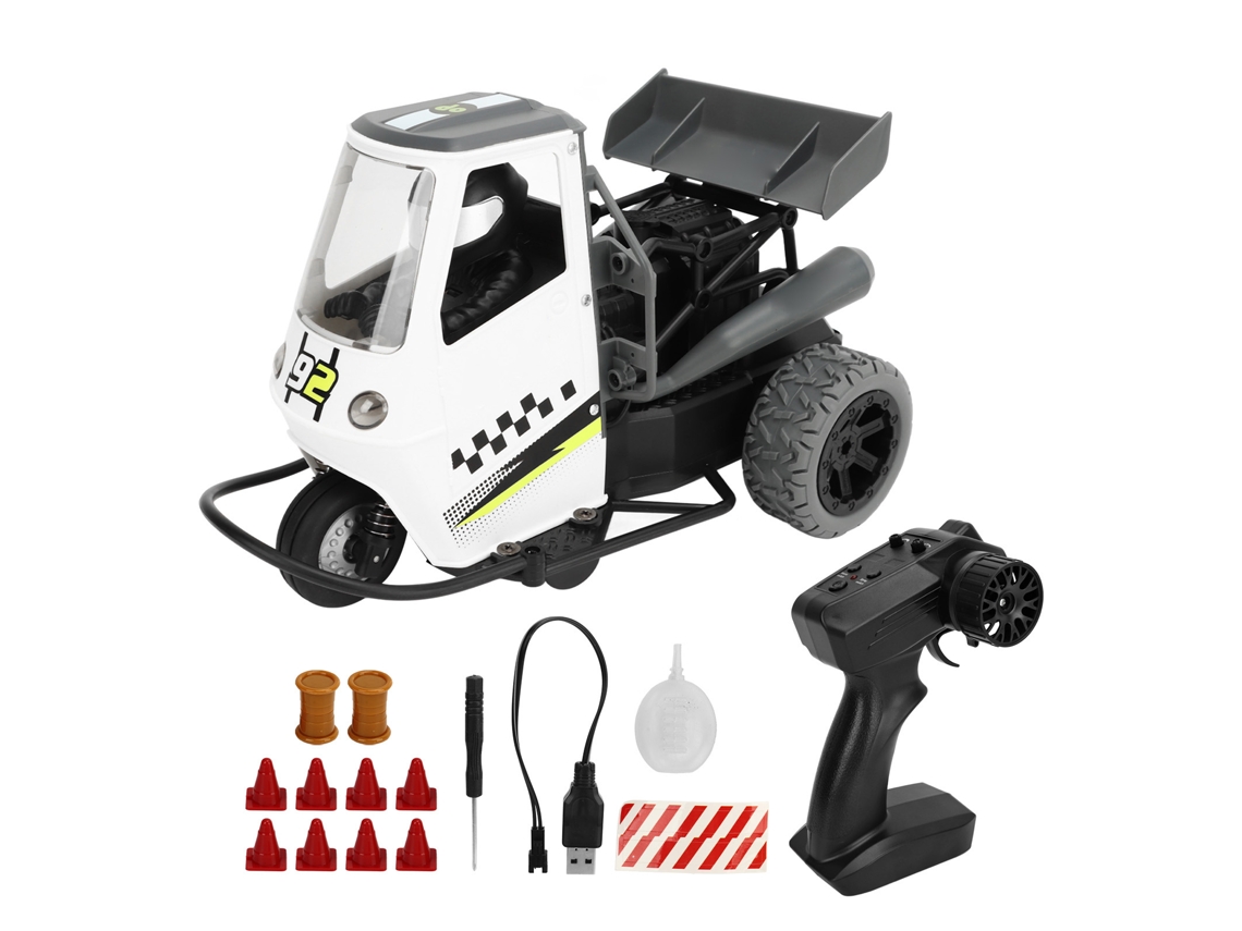 Mali carrinho de Controle Remoto Três Rodas 1/18 Escala Alta Velocidade com Spray e Luzes Cinza