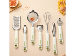 Conjunto De 7 Utensílios De Cozinha Em Aço Inoxidável, Resistentes Ao Calor E Antiaderentes, Livres De Bpa.