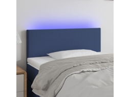 Cabecero con luces LED, tela, 100x5x78/88 cm, azul