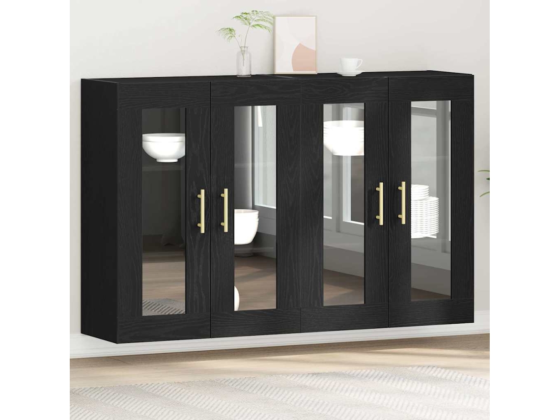 Vidaxl Armários De Parede 2 Pcs Carvalho Preto 69,5 X 34 X 90 Cm