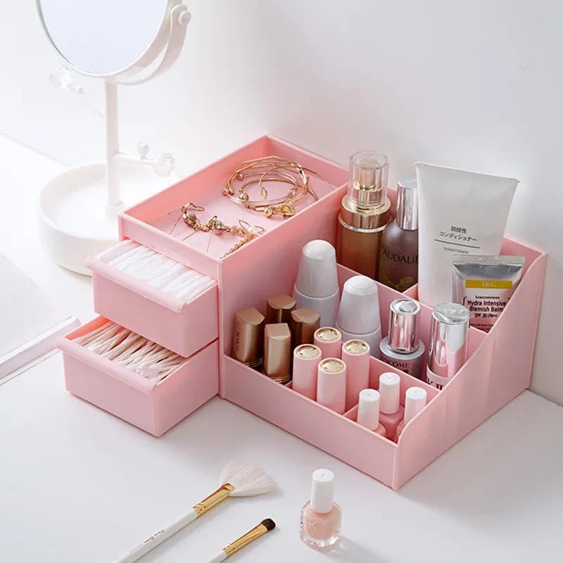 Organizador para Cosméticos Doméstico, Caixa de Armazenamento para Escritório, Branco, 28* 4* 17* 13cm BRILVIBERA