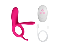 Vibrador Para Casal (vermelho Rosado), Estimulador Clitoriano Com Ala E Plug Anal, Brinquedo Universal