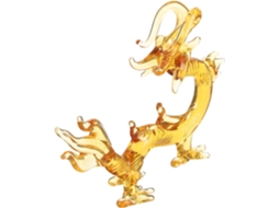 Estátua De Dragão Âmbar Médio Em Resina, Ornamento Decorativo Chinês, Simbólico E Decorativo.