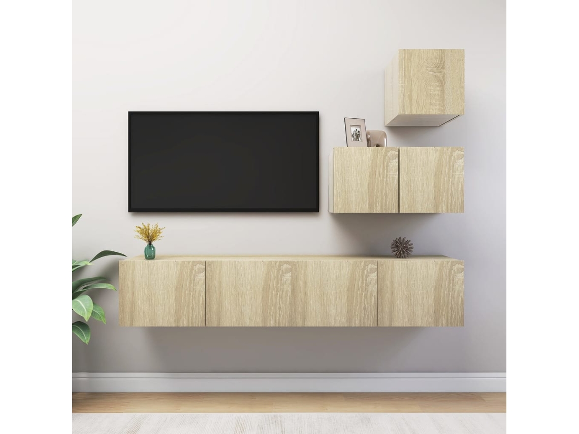Vidaxl 4pcs Conjunto de Móveis de Tv Derivados Madeira Carvalho Sonoma