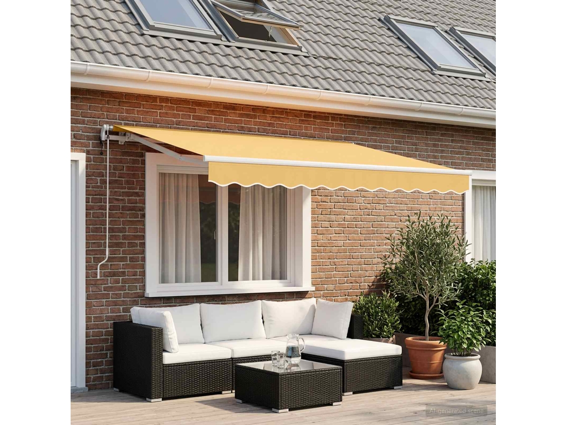 Vidaxl Toldo Retrátil Areia 400 × 300 Cm Poliéster