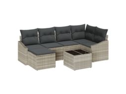 Conjunto 7 Conjunto De Móveis Para Exterior Vidaxl Cinzento-claro Vime Pe (288,5 X 123,5 X 85 Cm)