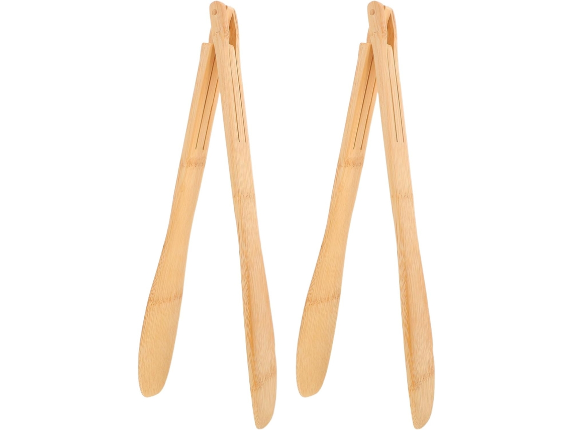 Pinça Para Torradas Hanabass, Leve E Elegante, Feita De Bambu Natural, Conjunto Com 2 Unidades, Antiderrapante, Ideal
