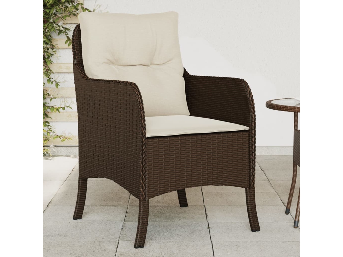 Vidaxl Cadeiras De Jardim Com Almofadões 2 Pcs Vime Pe Castanho