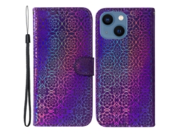 Capa Padrão Flores Para Iphone 15 Plus Pele Sintética Multicor
