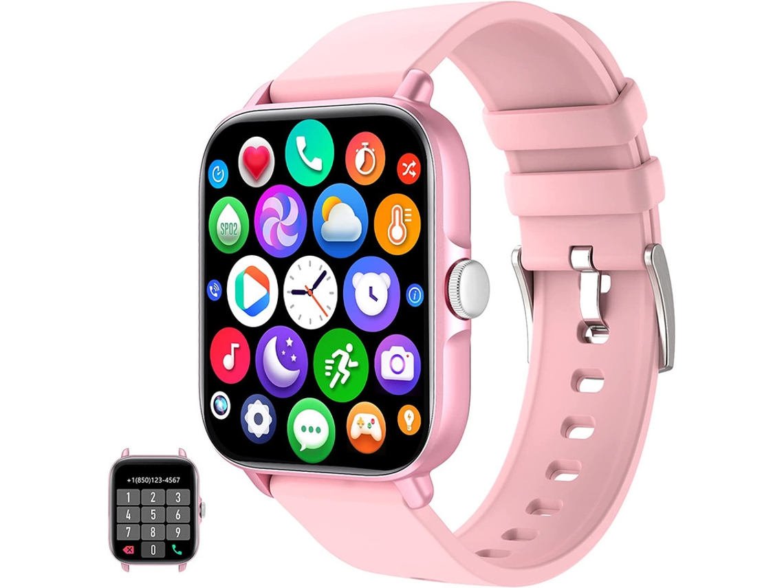 Smartwatch YIZHOOD Te734 com Tea Sensível Ao Toque com Freqüência Cardíaca Rastreador de Fitness Rosa