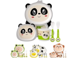 Set De Vajilla Para Niños Com 5 Piezas Com Fibra De Bambú: Prato, Taça, Colher, Garfo E Panda