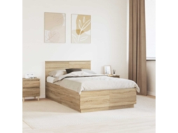 Vidaxl Estrutura Da Cama Com Fitas Led Carvalho Sonoma 120 X 190 Cm