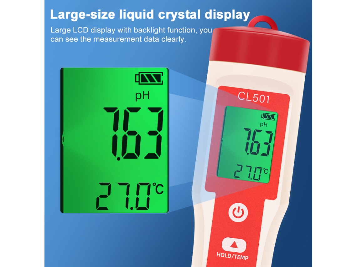 Testador De Qualidade Da Água 5 Em 1 Cloro Ph Orp H2 Temperatura Para Aquário Piscina