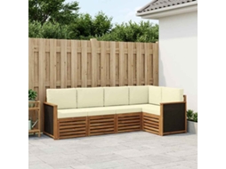 Vidaxl Conjunto De Sofá Sectional Com Almofada 4 Pcs Natural E Creme