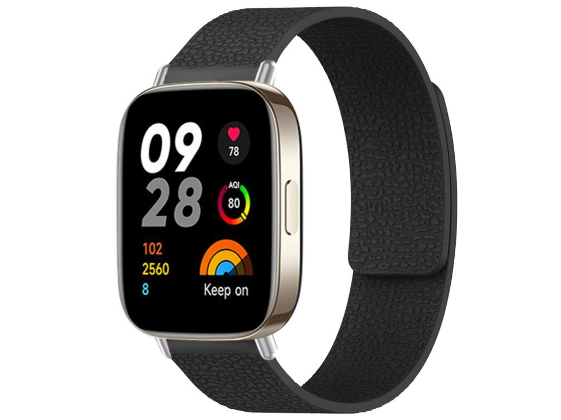 Bracelete para Redmi Watch 3 Silicone Magnético Textura de Lichia Preta XIAOMOYU