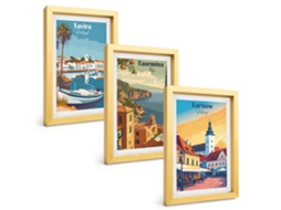 Composição De Quadros Vistas De Cidades Costeiras Espelharte (3 Peças 20x30 Cm)
