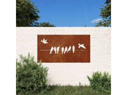 Vidaxl Decoração P/ Muro De Jardim 105x55cm Aço Corten Design Pássaros