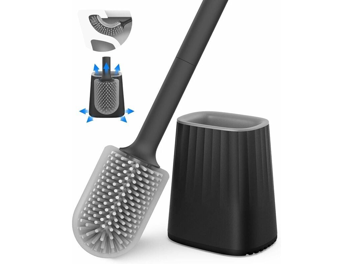 Conjunto de Escova de Silicone com Suporte de Parede e Chão