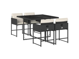 Conjunto de 5 Jantar para Jardim com Almofadões Vime Pe Preto MAISON EXCLUSIVE