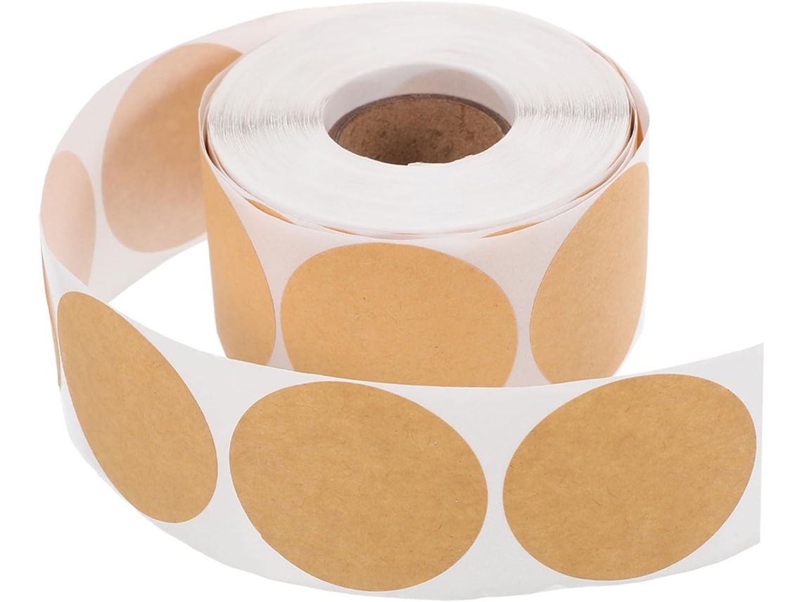 Pacote com 3 Alipis Rolos de Etiquetas Autoadesivas Redondas Papel Kraft 1,5 Polegadas, para Escrever e Autoad