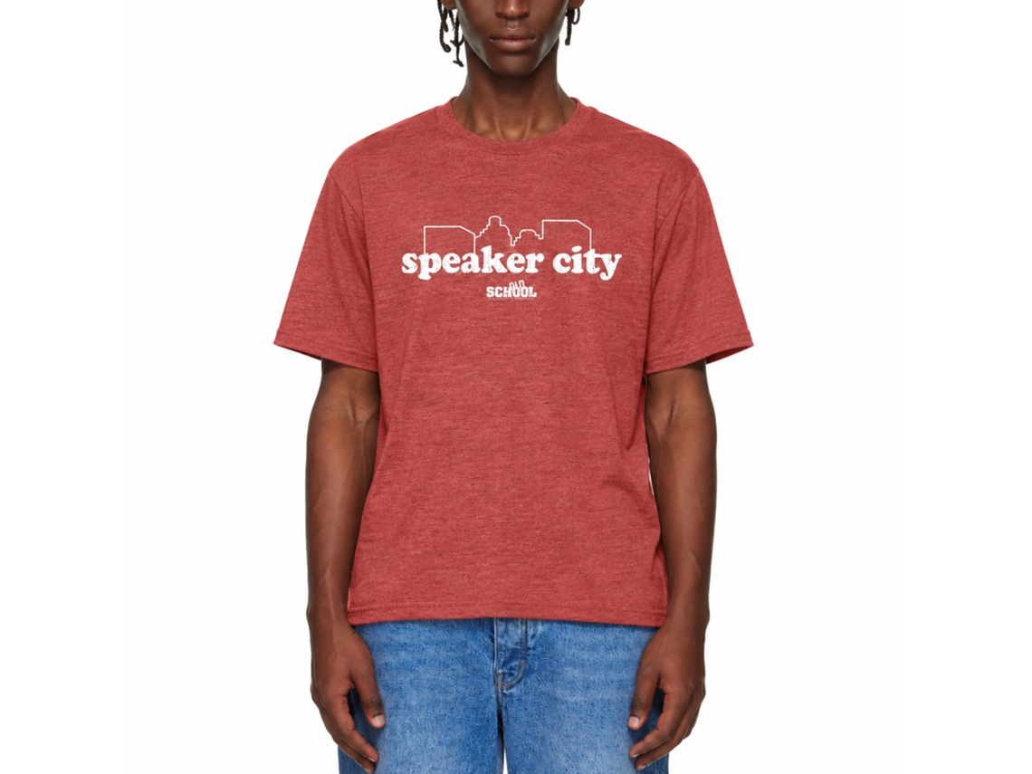 Rockinstone Old School Movie Speaker City Heather Red Adult T-shirt Size:l
