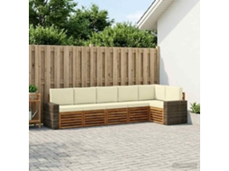 Vidaxl Conjunto De Sofás Para Exterior 6 Unid. Natural E Creme