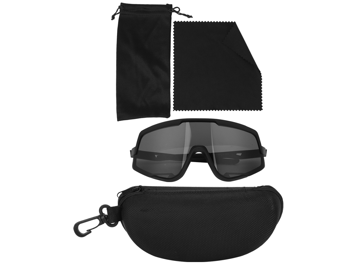 Óculos de Desporto para exterior windproof para ciclismo, óculos de sol para homens e mulheres com armação preta, lente cinza | S/MARCA