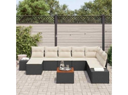 Vidaxl Conjunto De Sofá De Jardim 9 Unid. Preto E Branco