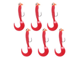 Soft Bait Fishing Lure, Attracts Fish, Improves Catch, Double-eye Jig Head, 5cm, 6pcs, Red, 3.5g