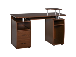 Console Computador com Gavetas e Prateleira (marrom, 120x55x85cm)