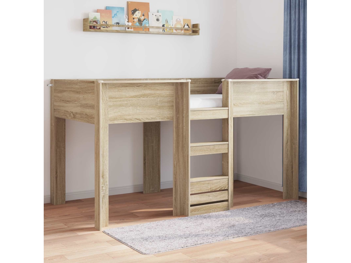 Vidaxl Beliche para Crianças com Colchão Carvalho Sonoma 100 X 200 Cm