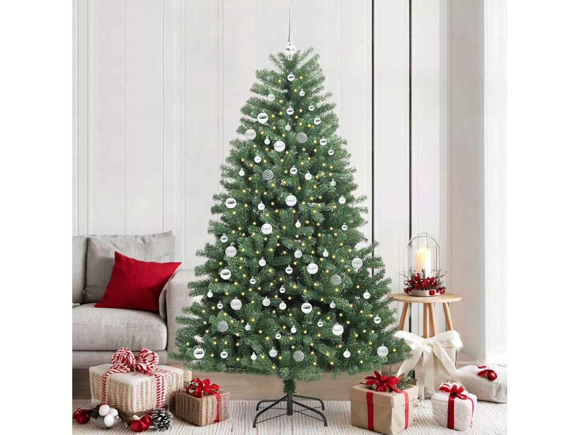 Vidaxl Árvore De Natal Articulada Artificial Verde 210 Cm Pvc E Metal