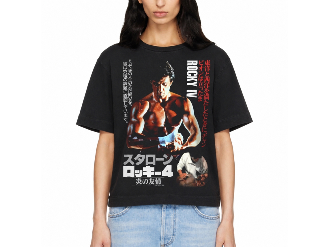 Rockinstone Rocky Movie Japanese Poster Black Adult T-shirt Size:xl