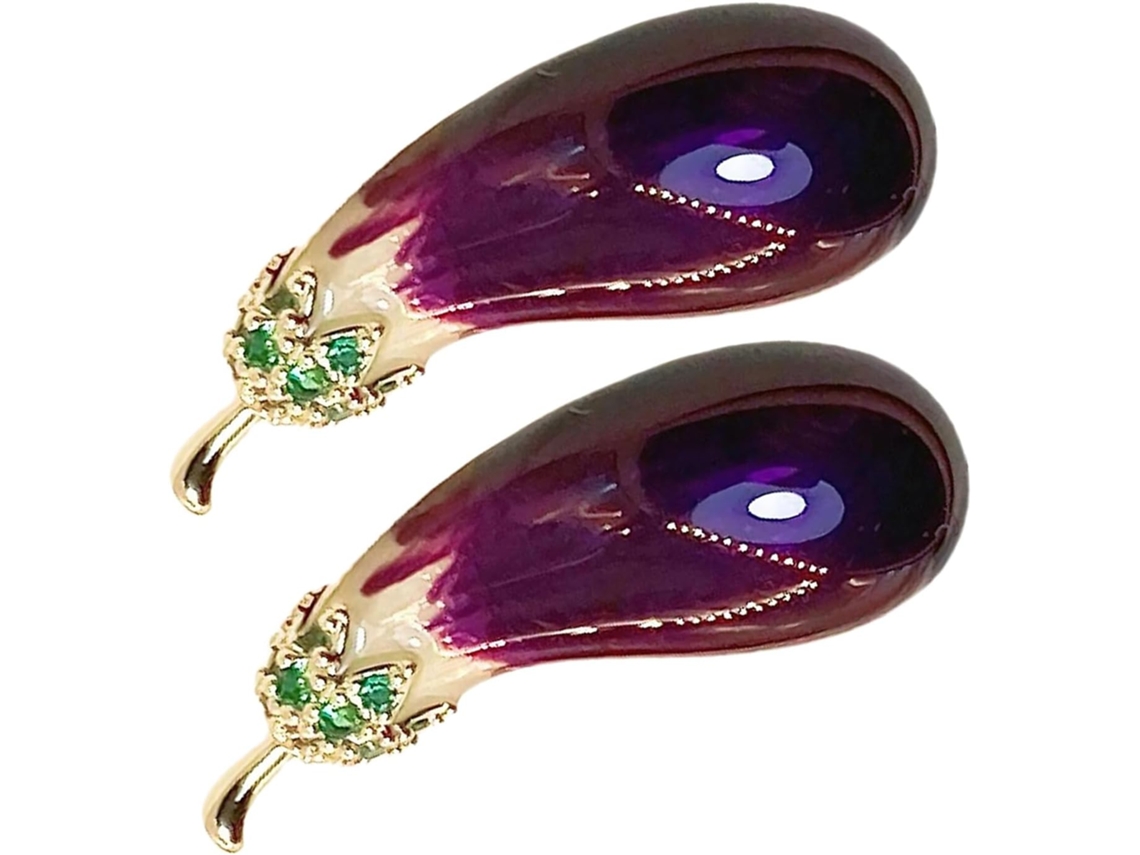 Conjunto De 2 Broches De Esmalte Cor Berinjela, Broche Elegante Para Mulheres, Acessório Para Colarinho.