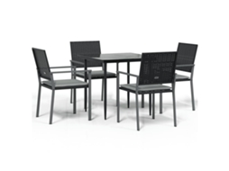 Garden Dining Set, Garden Dining Sets Vidaxl Preto Rattan / Vime (80 Cm Table Length)