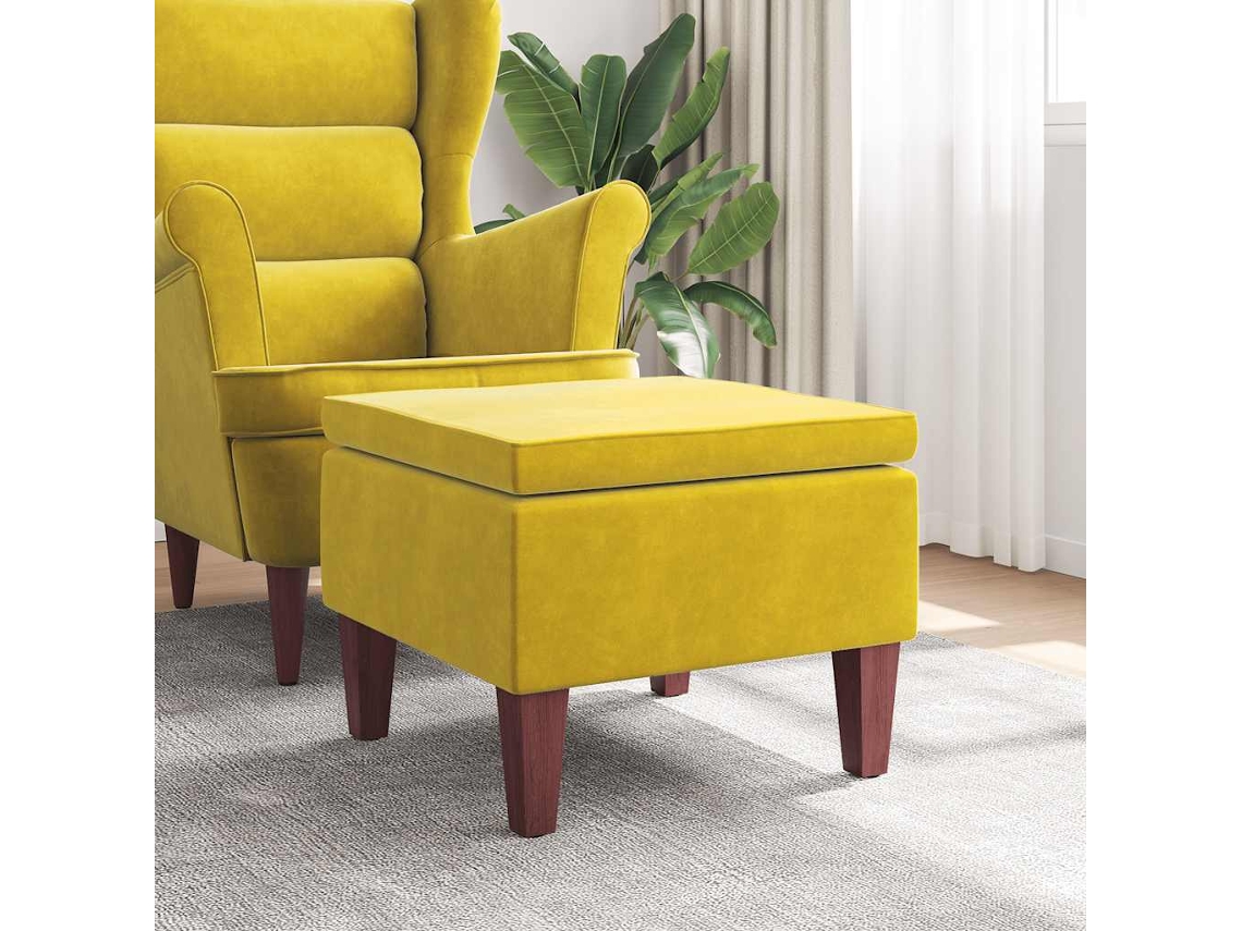 Vidaxl Banco Com Pernas De Madeira Veludo Amarelo