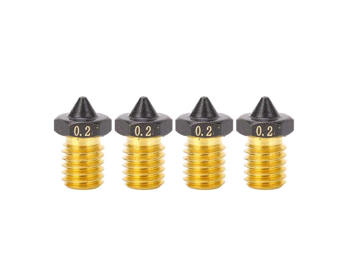 Conjunto De 4 Boquillas De Latón Recubiertas Ptfe Para Impresora 3d Voron Mk3s 0.2mm