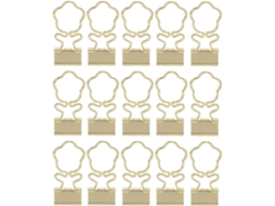 Conjunto de 15 mini clipes de papel dourados com estampa de lótus, altamente resistentes, ideais para casa e escritório.