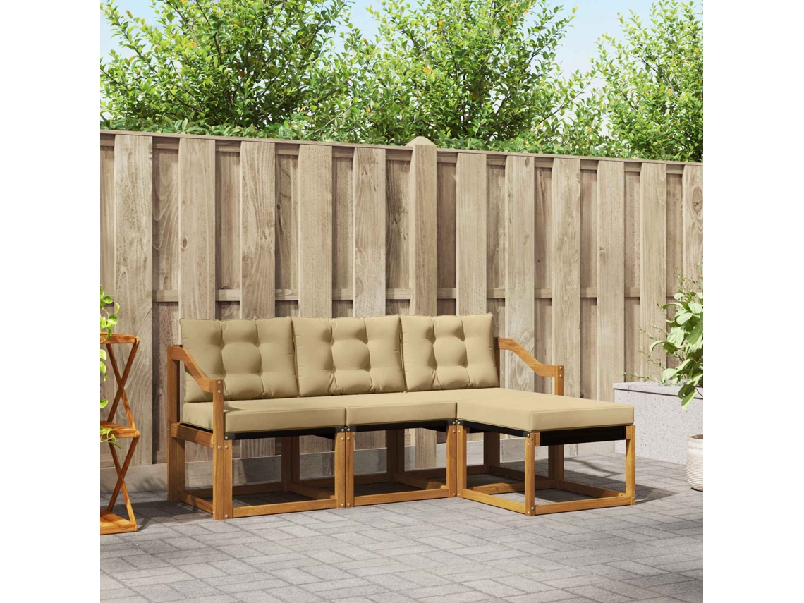 Vidaxl Conjunto De Sofás Para Exterior 4 Unid. Natural E Bege