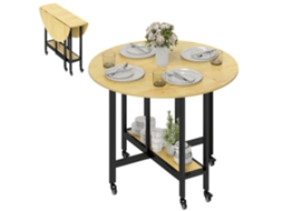Mesa de jantar dobrável com prateleira, 100x100x75cm, carvalho S/MARCA