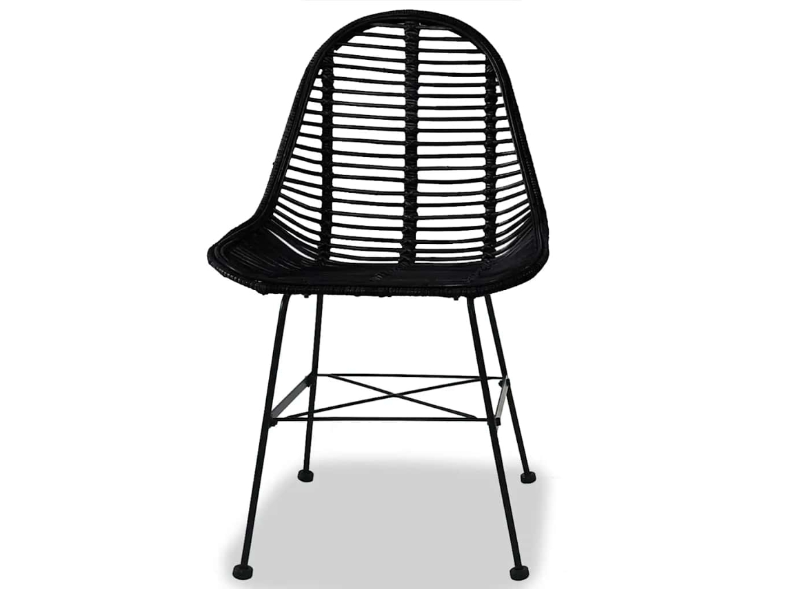 Cadeiras de Jantar 2 Pcs Vime Genuíno Preto MAISON EXCLUSIVE